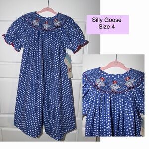 Silly Goose Blue Polka Dot Kids Dress
